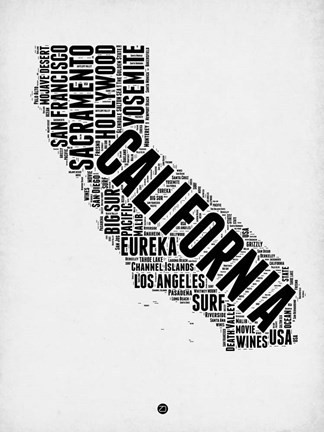 Framed California Word Cloud 2 Print