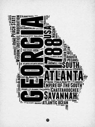 Framed Georgia Word Cloud 2 Print