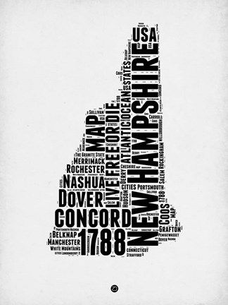 Framed New Hampshire Word Cloud 2 Print