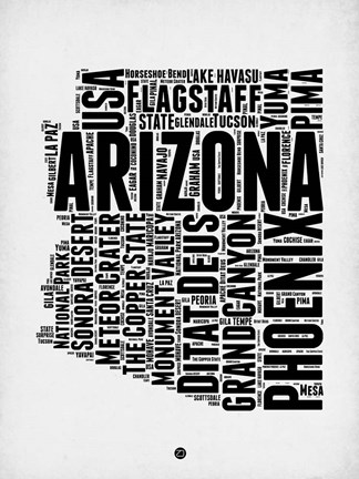 Framed Arizona Word Cloud 2 Print