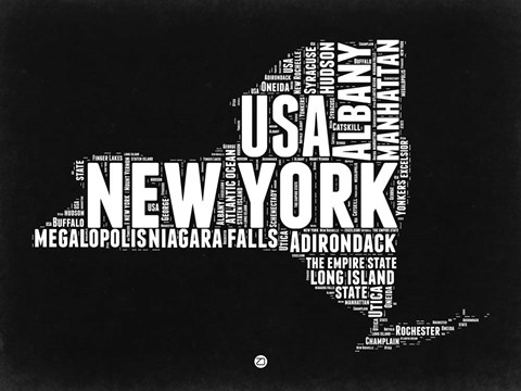Framed New York Black and White Map Print