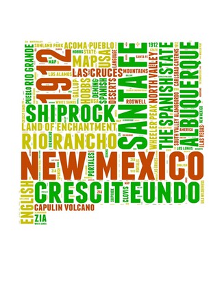 Framed New Mexico Word Cloud Map Print