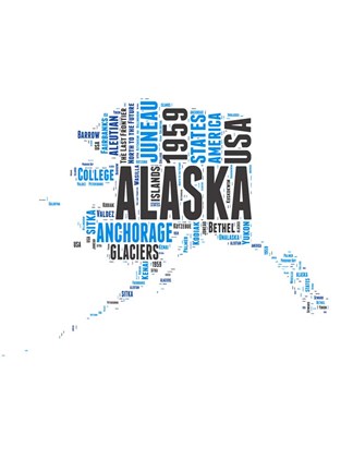 Framed Alaska Word Cloud Map Print