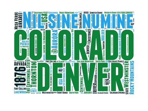 Framed Colorado Word Cloud Map Print