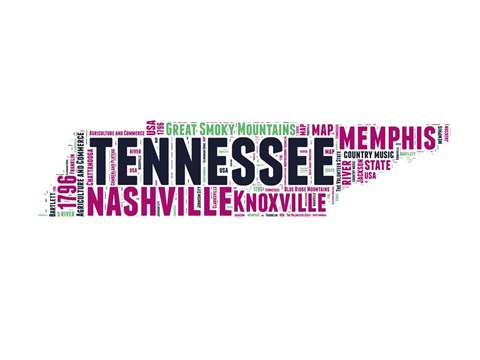 Framed Tennessee Word Cloud Map Print