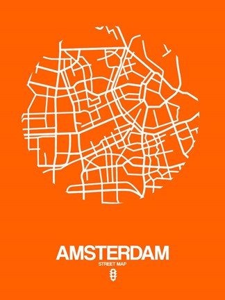 Framed Amsterdam Street Map Orange Print