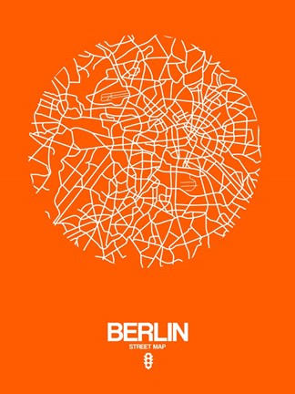 Framed Berlin Street Map Orange Print