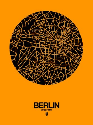 Framed Berlin Street Map Yellow Print