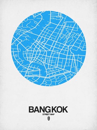Framed Bangkok Street Map Blue Print