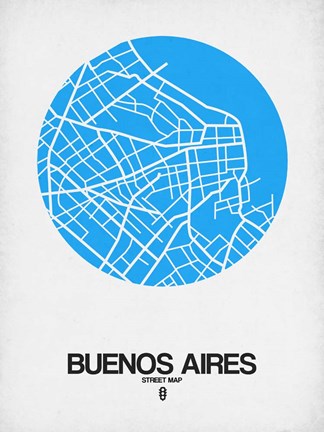 Framed Buenos Aires Street Map Blue Print