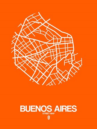 Framed Buenos Aires Street Map Orange Print