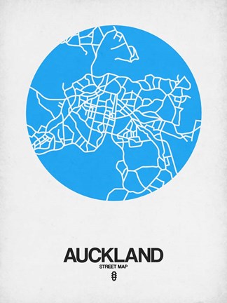 Framed Auckland Street Map Blue Print