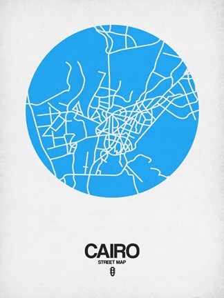 Framed Cairo Street Map Blue Print
