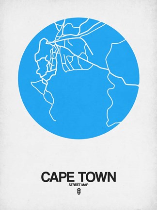 Framed Cape Town Street Map Blue Print