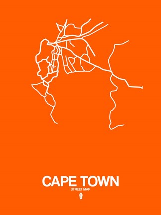 Framed Cape Town Street Map Orange Print