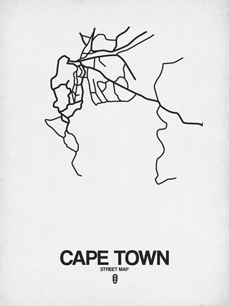 Framed Cape Town Street Map White Print