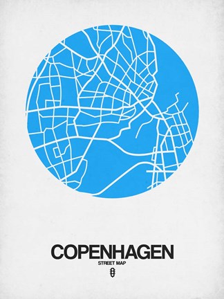 Framed Copenhagen Street Map Blue Print