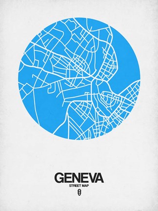 Framed Geneva Street Map Blue Print