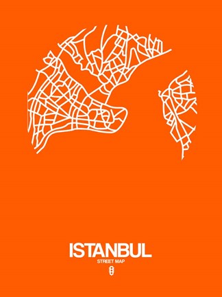 Framed Istanbul Street Map Orange Print