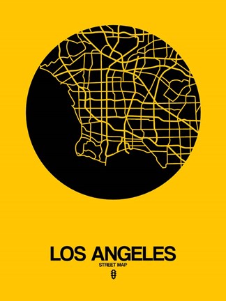 Framed Los Angeles Street Map Yellow Print