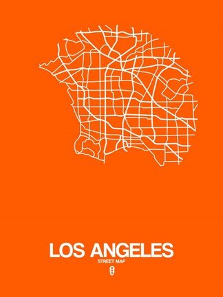 Framed Los Angeles Street Map Orange Print