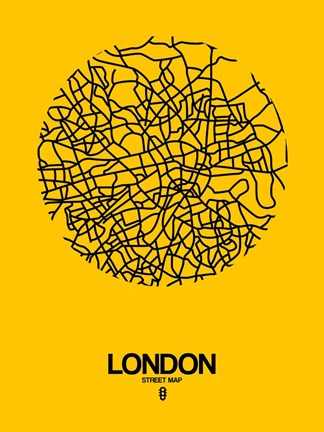 Framed London Street Map Yellow Print