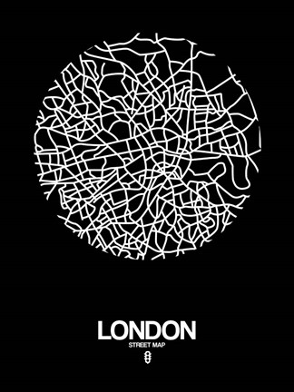 Framed London Street Map Black Print