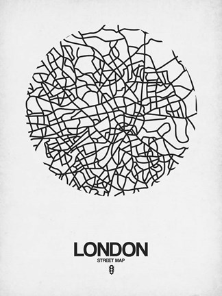 Framed London Street Map White Print