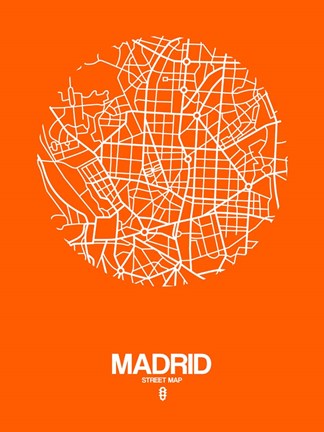 Framed Madrid Street Map Orange Print