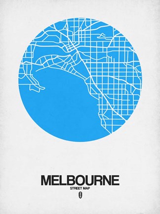 Framed Melbourne Street Map Blue Print