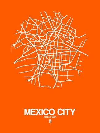 Framed Mexico City Street Map Orange Print