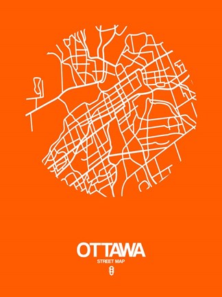 Framed Ottawa Street Map Orange Print