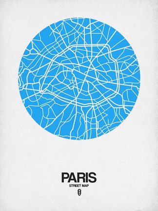 Framed Paris Street Map Blue Print