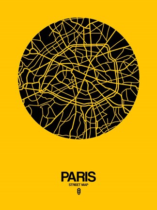 Framed Paris Street Map Yellow Print