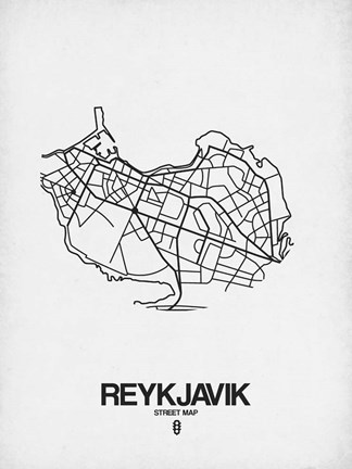 Framed Reykjavik Street Map White Print