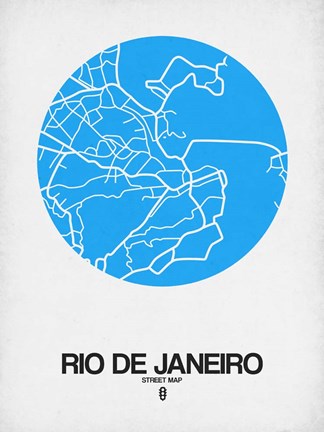 Framed Rio de Janeiro Street Map Blue Print