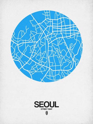 Framed Seoul Street Map Blue Print