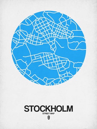 Framed Stockholm Street Map Blue Print