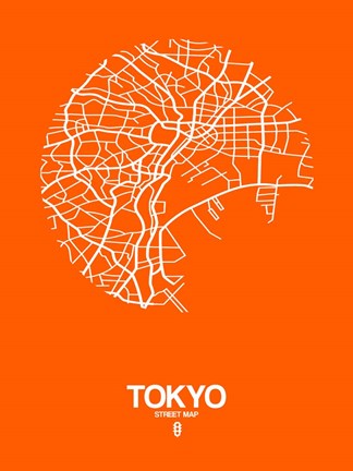 Framed Tokyo Street Map Orange Print