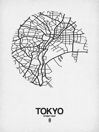 Framed Tokyo Street Map White Print