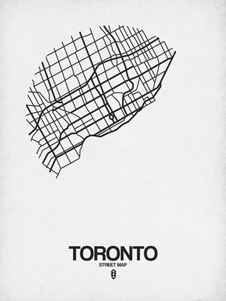 Framed Toronto Street Map White Print