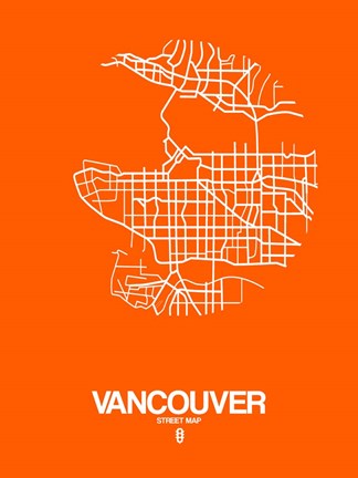 Framed Vancouver Street Map Orange Print