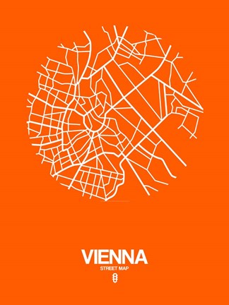 Framed Vienna Street Map Orange Print