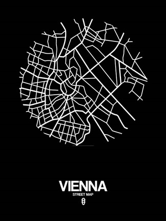Framed Vienna Street Map Black Print