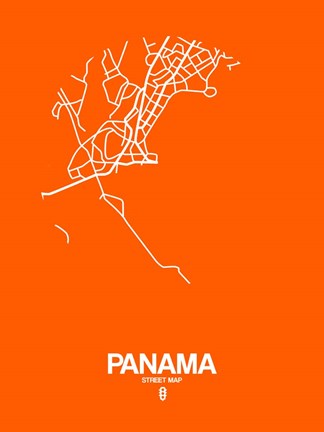 Framed Panama Street Map Orange Print
