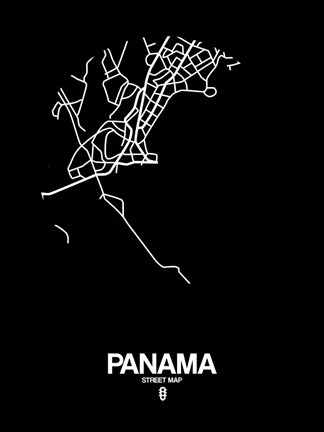 Framed Panama Street Map Black Print