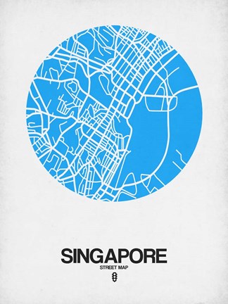 Framed Singapore Street Map Blue Print