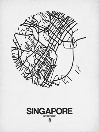 Framed Singapore Street Map Blue Print