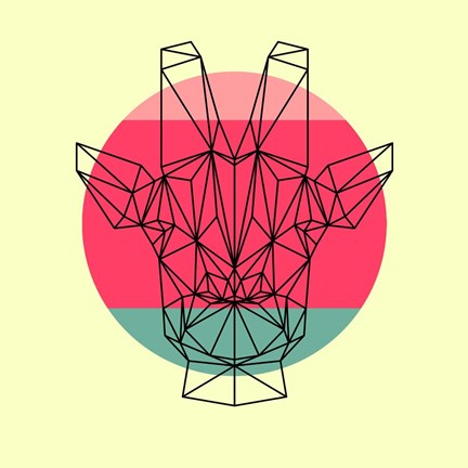 Framed Giraffe and Sunset Print