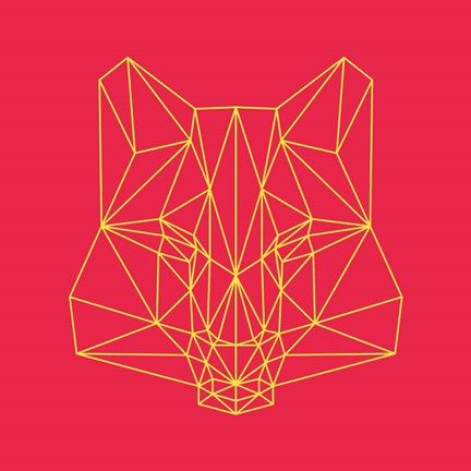 Framed Fox on Red Print